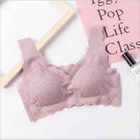 Japanese Sloggi Full Lace Underwear Defen An Gathered Wireless Sexy Beauty Back Anti-drooping Yoga Bra