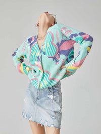 Dopamine Lake Blue Rainbow Gradient Knitted Sweater