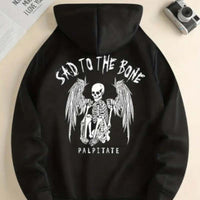 Rose And Letter Print Hoodie Casual Sweatshirt Men And Women
