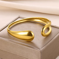 Gold Stainless Steel Bracelet With Concave-convex Pattern