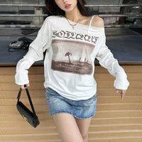 Womens Fashion T-shirt With A Trendy Hip-hop Print