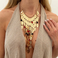 Exaggerated Geometric Metal Disc Layered Hip-hop Punk-style Triangular Tassel Necklace