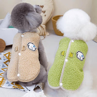 Cute Dog Thickened Coral Fleece Sweatshirt Vest With Leash Ring Autumn Winter Dog Outfit For Indoor Cats And Small Dogs