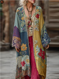 Elegant Long Flared Dress With Floral Print For Summer