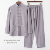 Cotton And Linen Tang Suit Vintage Loose Set