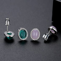 Jewelry Gift Gemstone Stud Earrings Brass Zircon