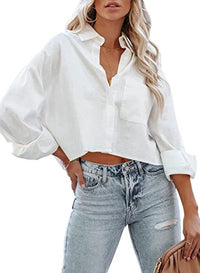 Outerwear Casual Long-sleeve Button-up Midriff-baring Chic Office Shirt