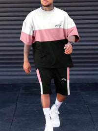 Sports Suit Fashion Short Sleeve Color Block Stitching Shorts Suit