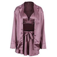 Luxury Comfortable Pajamas For Women 3 Piece Loungewear Set