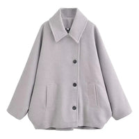 Loose Short Multi-color Blended Woolen Coat Outerwear