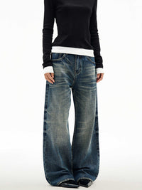Wide Leg Jeans Men's Spring And Autumn Straight Loose Trousers