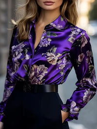 Modern Satin Elegant Printed Shirt In White