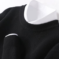 Men's Thickened Pullover Sheep Fur Sweater Loose Round Neck Solid Color Sweater