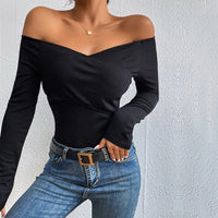 Sexy Women's Off-shoulder Slim-fit Long-sleeve Top