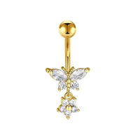 Personalized Zircon Butterfly Round Belly Button Ring