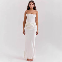 Tube-top Pleated Patchwork Dress For Women