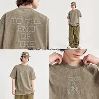 INF Men's Street Retro Washed Embroidered T-shirt