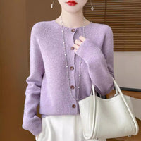 Women's Pure Wool Sweater Loose Round Neck Fashion Coat