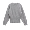 Women's Autumn And Winter Ribbed Woven O-neck Short Knitted Long Sleeve Sweater