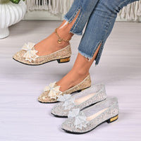 Womens Shallow-Toe Pointed-Toe Mesh Shoes With Bow For Breathability