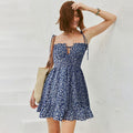Retro Floral Slip Dress Women's Summer Waist-cinching