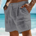 Men's Linen Shorts Button Pocket