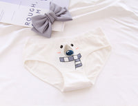 Cartoon Print Mid-waist Girls Cotton Triangle Bottom