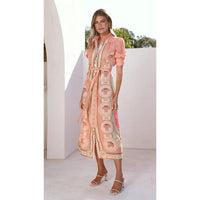 Printed Fashionable Lace-up Mid-Length Dress For Women
