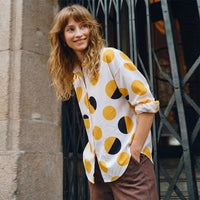 Women's Fashionable Polka-dot Long-sleeve Blouse