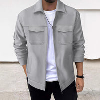 Lapel Zipper Casual Jacket Men's Coat