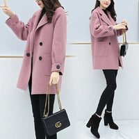 Autumn Winter Plus Size Loose Slimming Mid Length Wool Coat