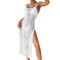 Summer European And American-style Beach Hollow-out Long Dress For Sun Protection