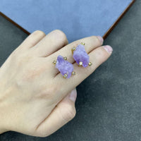 Natural Crystal Turquoise Claw Stud Earrings For Women
