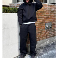 Men's Casual Solid Color Hooded Pullover Straight Pants