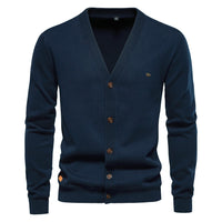 Men's Cardigan Sweater High Quality Business Pure Color Knitwear