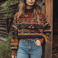 Womens Chunky-knit Crew-neck Sweater