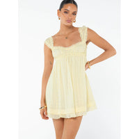 Princess Polly Solid Cream Karita Mini Dress Square Neck Short
