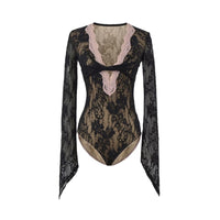 Double-layer Embossed Crochet Lace Bodycon Hollowed-Out Jumpsuit For Women