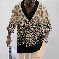 Men's Casual V-Neck Fashionable Printed Set