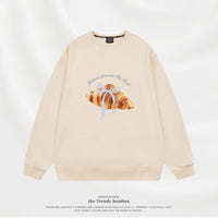 Korean-style Loose Croissant-horn Crew-neck Womens Hoodie