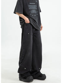 Men's Fashion Casual Rivet Deconstructing Straight Wide-leg Pants
