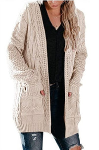 Women's Mid-length Twist Pocket Knitted Cardigan Sweater