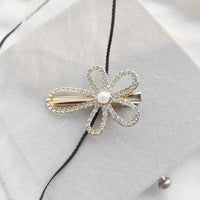 South Korea Temperament Ins Style Pearl Rhinestone Duckbill Clip Hollowed Heart Shape