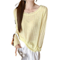 Thin Striped Loose All-matching Long Sleeve Top