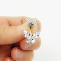 S925 Silver Belly Ring Puncture Zircon Double-headed Butterfly Navel Stud