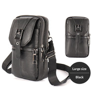 Genuine Leather Belt-Attached Multifunctional Phone Bag Mens Waist Bag
