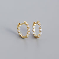 New S925 Silver Ins Geometric Zircon Diamond Earclip Earrings Silver Accessories Women