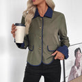 Retro Color Contrast Patchwork Coat Elegant High-end Short Coat For Women