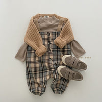 Boys And Girls Plaid Wide Crotch Korean Style Jumpsuit Casual