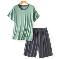 Modal Men's Round Neck Short Sleeve Suit Summer Casual